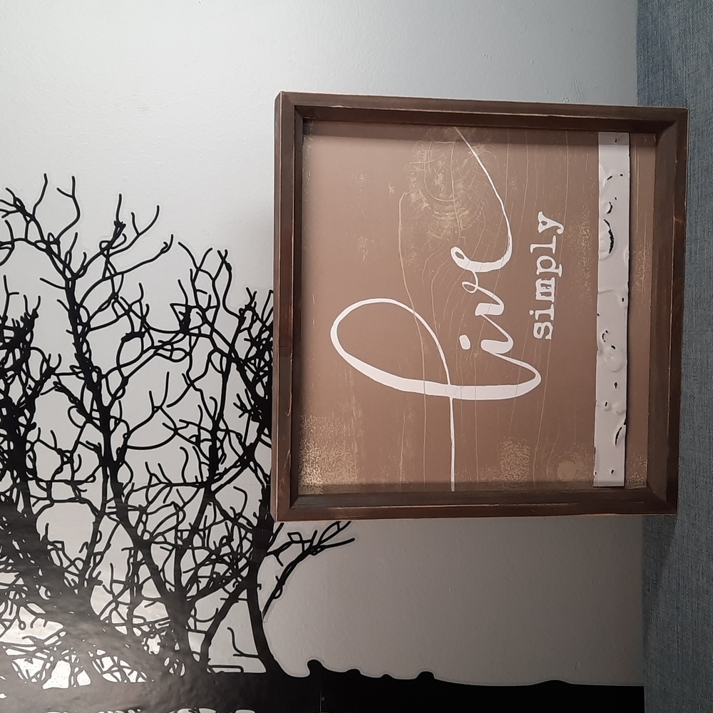 Wall Art Wood Metal Accent Live Simply Wood Grain Home Decor Decoration